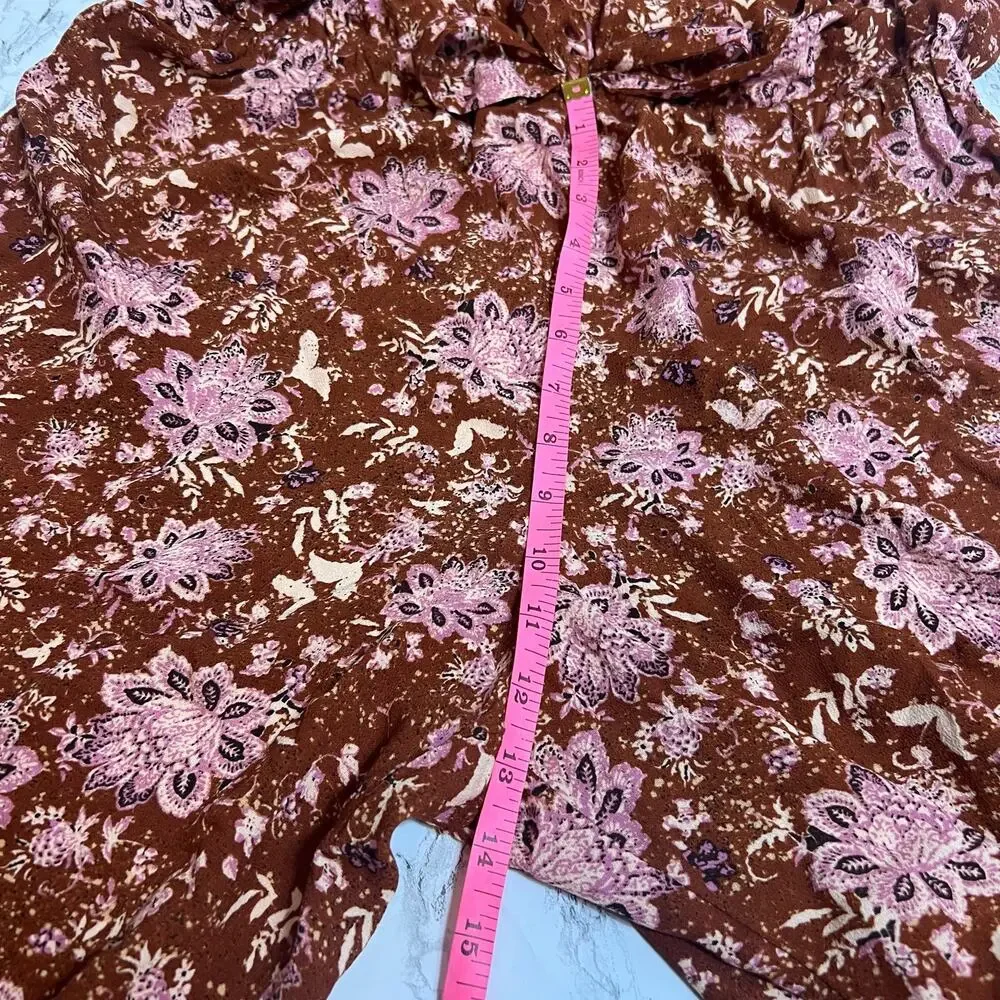 NWOT Free people lux floral jumpsuit ruffle brown pink Sz S